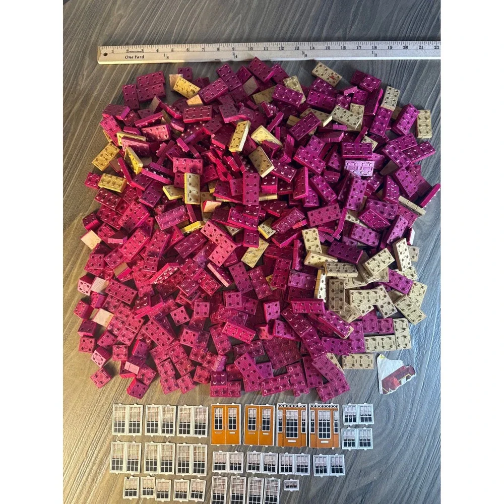 VTG Halsam American Bricks Wood Building Blocks 6.3lb Lot w/ Rare Window Doors